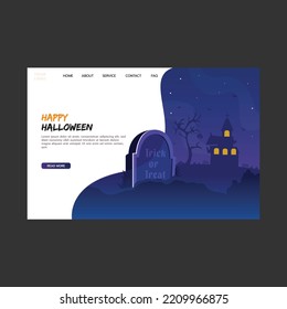 Flat design of halloween landing page template