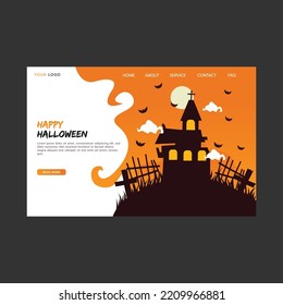 Flat design of halloween landing page template