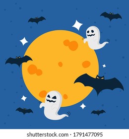 flat design of halloween moon concept background vector design, can be use to make poster