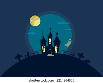 Flat Design Halloween Night Illustrator
