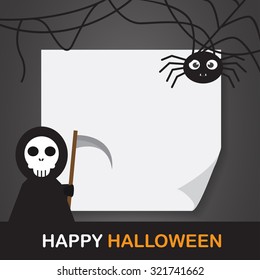 flat design for halloween. there are frame and blank space for added your text. can be use for background, party night greeting card, website design template. vector illustration 