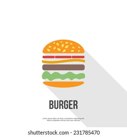 flat design Hamburger web icon. vector illustration