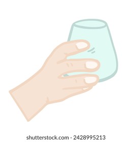 Flat design hand arm holding glass 
