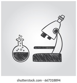 Flat design hand draw style lab chemistry for science. Vector illustration.