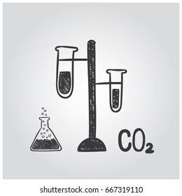 Flat design hand draw style lab chemistry for science. Vector illustration.