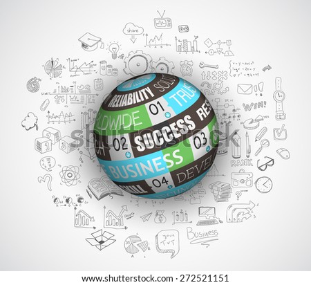 flat design and hand drawn concepts for business success, finance, growth,management, finantial assets, career, employment Ideal to use for web banner and printed materials such as brochure and flyers