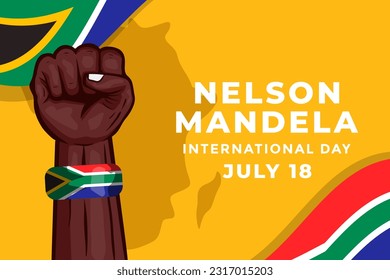 mano de diseño plana día internacional de nelson mandela