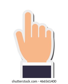 flat design hand with extended index finger icon vector illustration