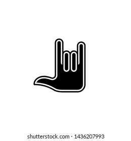 Flat design. Hand gesture icon for mobile apps, web sites and public use. Vector.Goat gesture symbol. Horns of the devil sign. Non-verbal or manual communication, emotional expressions, body language.