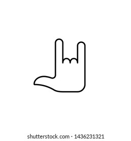 Flat design. Hand gesture icon for mobile apps, web sites and public use. Vector.Goat gesture symbol. Horns of the devil sign. Non-verbal or manual communication, emotional expressions, body language.