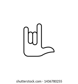Flat design. Hand gesture icon for mobile apps, web sites and public use. Vector.Goat gesture symbol. Horns of the devil sign. Non-verbal or manual communication, emotional expressions, body language.