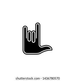 Flat design. Hand gesture icon for mobile apps, web sites and public use. Vector.Goat gesture symbol. Horns of the devil sign. Non-verbal or manual communication, emotional expressions, body language.