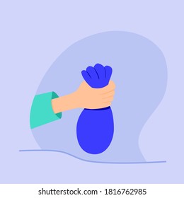 flat design of hand giving, giving day, illustration of giving a gift