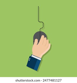 Ilustración vectorial de dispositivo de ratón de mano de diseño plano