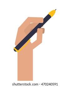 flat design hand holding elegant pen icon vector illustration