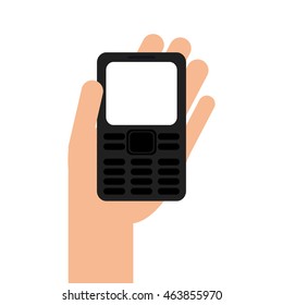 flat design hand holding modern cellphone icon vector illustration
