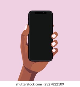 A flat design of a hand holding a phone