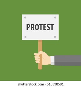 Flat Design Of Hand Holding Protest Sign