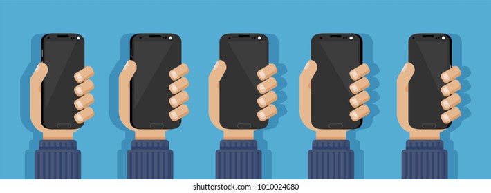 Flat Design of Hand Holding Smartphone. smartphone icon vector. Smartphone Flat design style isolated  with background. vector illustration