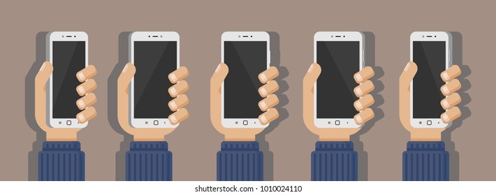 Flat Design of Hand Holding Smartphone. smartphone icon vector. Smartphone Flat design style isolated  with background. vector illustration