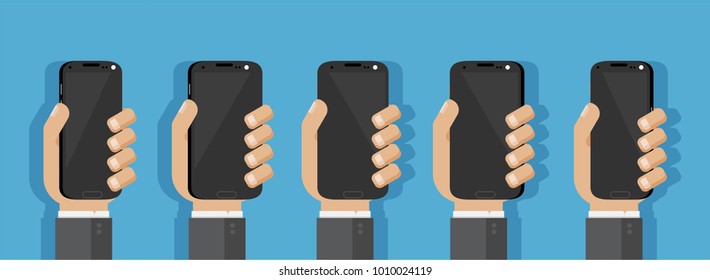 Flat Design of Hand Holding Smartphone. smartphone icon vector. Smartphone Flat design style isolated  with background. vector illustration