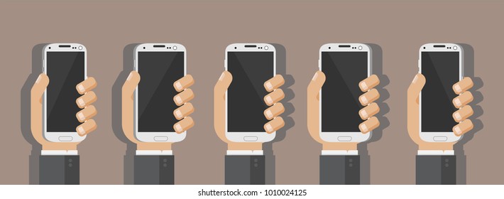 Flat Design of Hand Holding Smartphone. smartphone icon vector. Smartphone Flat design style isolated  with background. vector illustration
