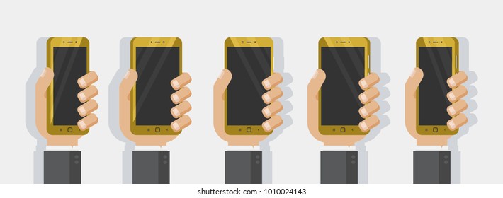 Flat Design of Hand Holding Smartphone. smartphone icon vector. Smartphone Flat design style isolated  with background. vector illustration