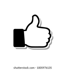 Flat design of hand like icon. Thumb up symbol, finger up sign. Vector illustration. Isolated