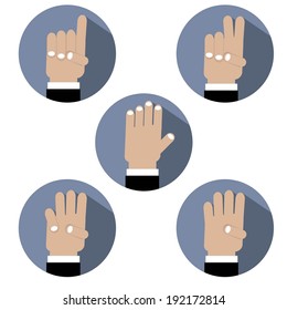 Flat Design Hand Make Number Icons