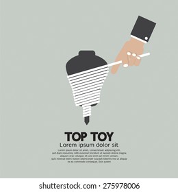 Flat Design Hand Playing A Top Toy Vector Illustration