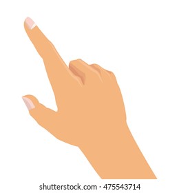 flat design hand pointing with index finger icon vector illustration