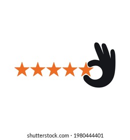 Flat Design Hand with Star Rating