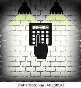 Flat design hand touch the calculator.