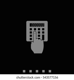 Flat design hand touch the calculator.