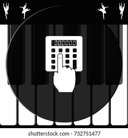 Flat design hand touch the calculator.