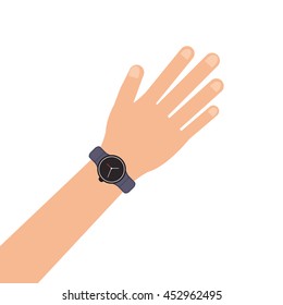 flat design hand with watch icon vector illustration