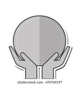 flat design hands holding circle icon vector illustration