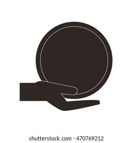 flat design hands holding circle icon vector illustration