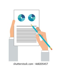 flat design hands holding grah chart icon vector illustration