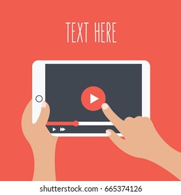 Flat Design Hands Isolated Holding A Tablet Cartoon With You Tube Video Vector Symbol 