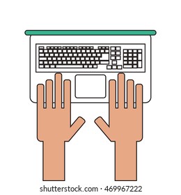 flat design hands and laptop icon vector illustration