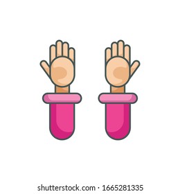 Flat design hands, left and right hands, vector illustration, isolated on white background
