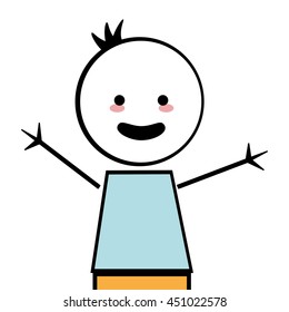 flat design happy boy with arms open icon vector illustration stick figure