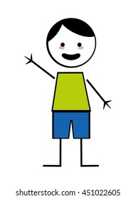 flat design happy boy with arms open icon vector illustration stick figure