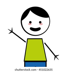 flat design happy boy with arms open icon vector illustration stick figure