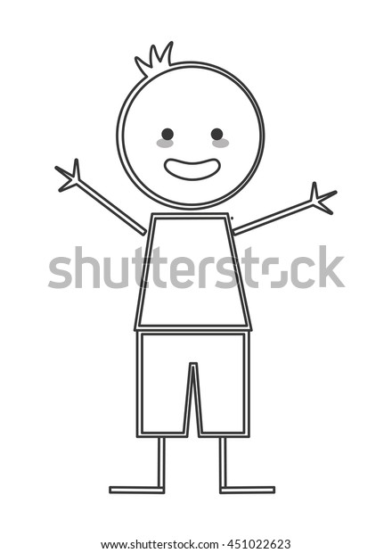 Flat Design Happy Boy Arms Open Stock Vector (Royalty Free) 451022623