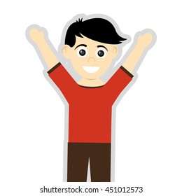 flat design happy boy with tan skin icon vector illustration