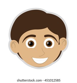 flat design happy boy with tan skin icon vector illustration