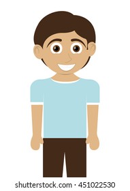 flat design happy boy with tan skin icon vector illustration