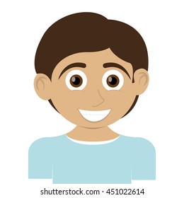 flat design happy boy with tan skin icon vector illustration